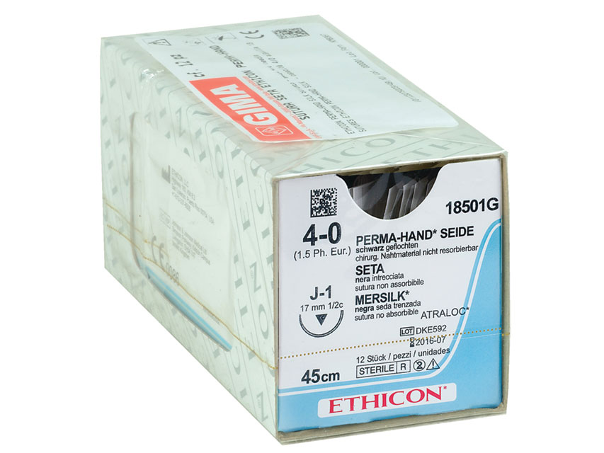 SUTURA SETA ETHICON PERMA-HAND - 4/0 ago 17 mm