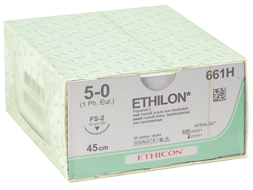 SUTURA MONOFILAMENTO ETHICON ETHILON - 5/0 ago 19 mm