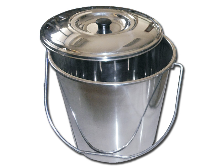 CESTINO ACCIAIO INOX con coperchio - 12 litri