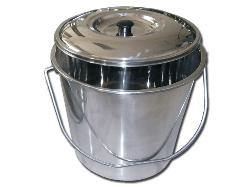 CESTINO ACCIAIO INOX con coperchio - 15 litri