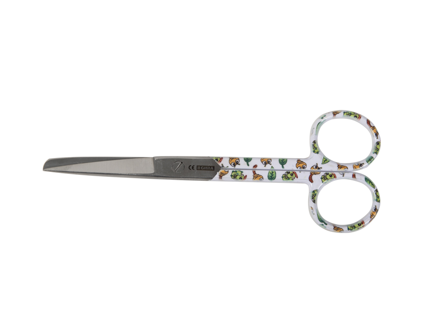 FORBICI IN ACCIAIO INOX RETTE PUNTE ALTERNE - fantasia bruco - 14 cm