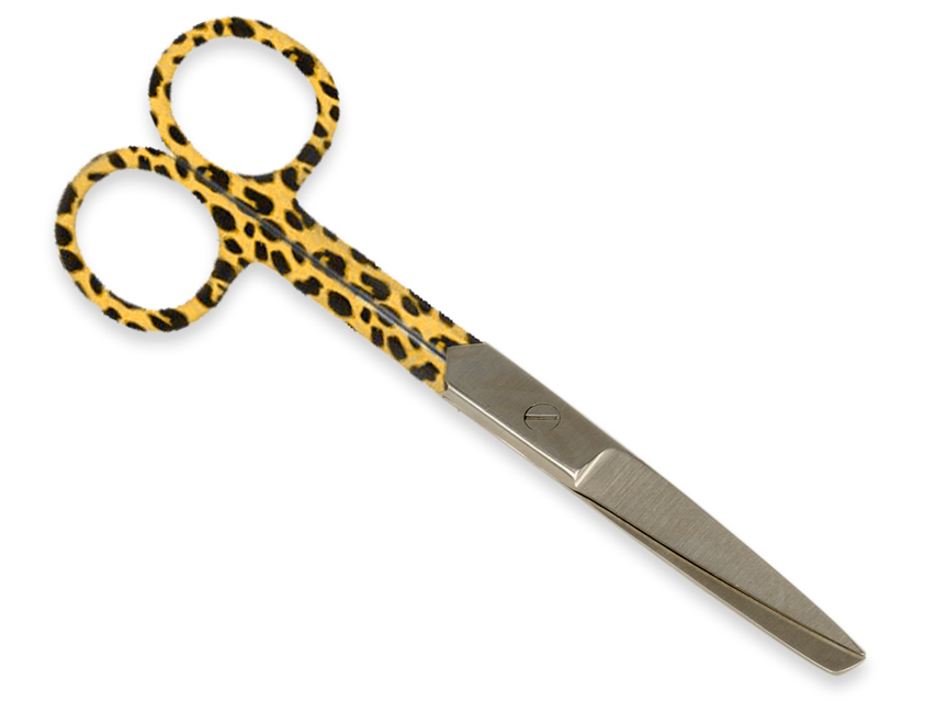 FORBICI RETTE PUNTE ALTERNE - fantasia leopardo - 14 cm