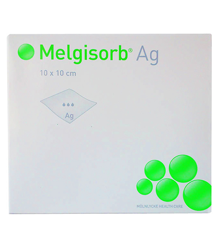Melgisorb Ag medicazione antimicrobica assorbente in fibre di alginato 10 x 10cm
