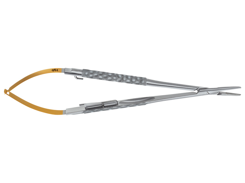 PORTA-AGHI CASTROVIEJO DUROGRIP AESCULAP IN CT - retto - 0,4/18 cm - BM003R