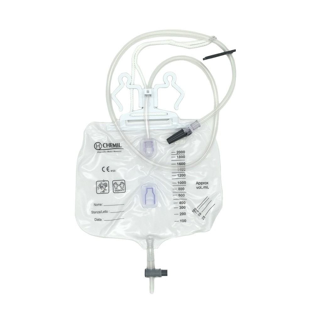 Sacca letto con valv. antir. e rub. di sc. sterile 2000 ml tubo 130 cm SM4
