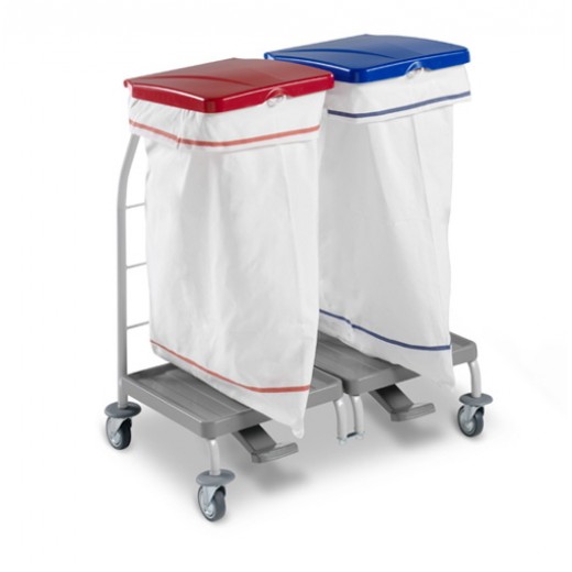 Carrello Dust doppio con pedale e coperchi (rosso/blu)