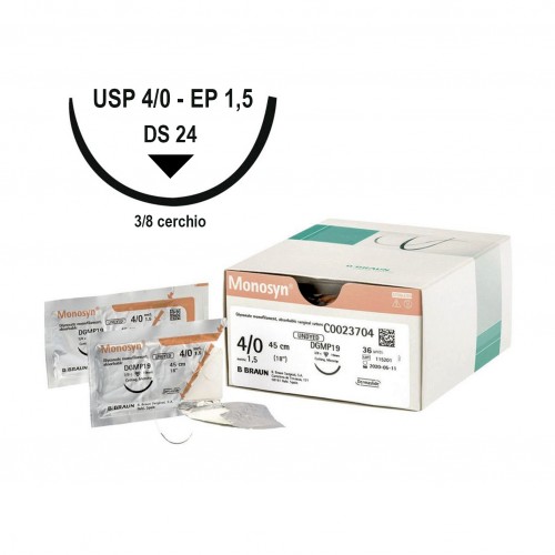Sutura Biolong DS24 USP 4-0 EP 1.5 cm.70 - ago 3/8 monofilamento