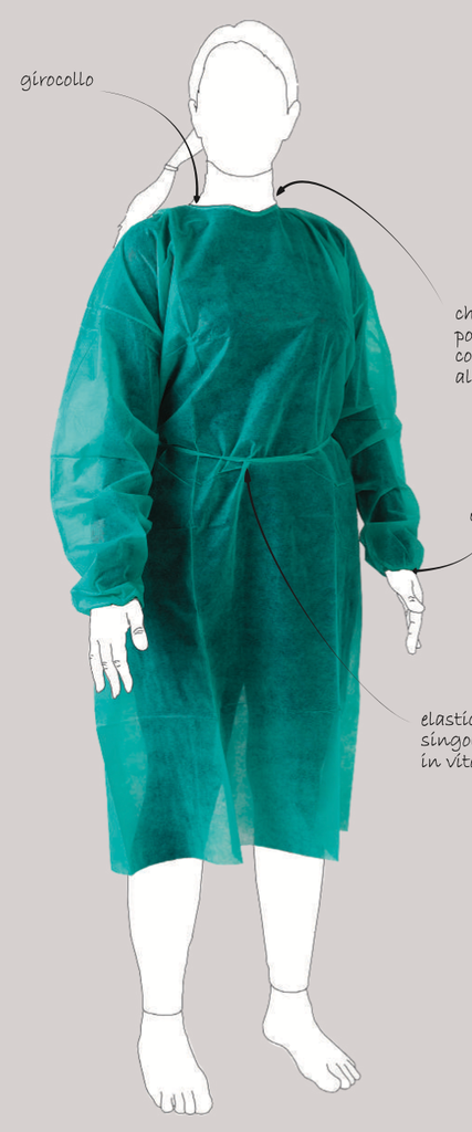 Camice corsia monolaccio PLP verde 30gr/mq