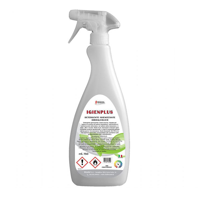 Detergente igienizzante per superfici alcolico Igienplus 750 ml c/spruzzino