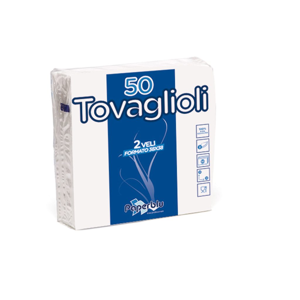 Tovagliolo 33 x 33 cm due veli colore bianco
