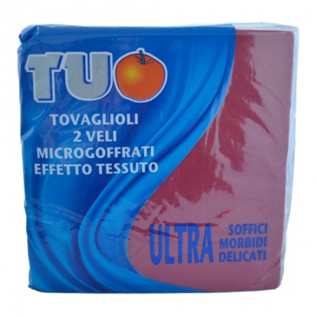 Tovagliolo 38 x 38 cm microgoffrato due veli colore bordeaux
