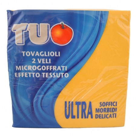Tovagliolo 38 x 38 cm microgoffrato due veli colore giallo
