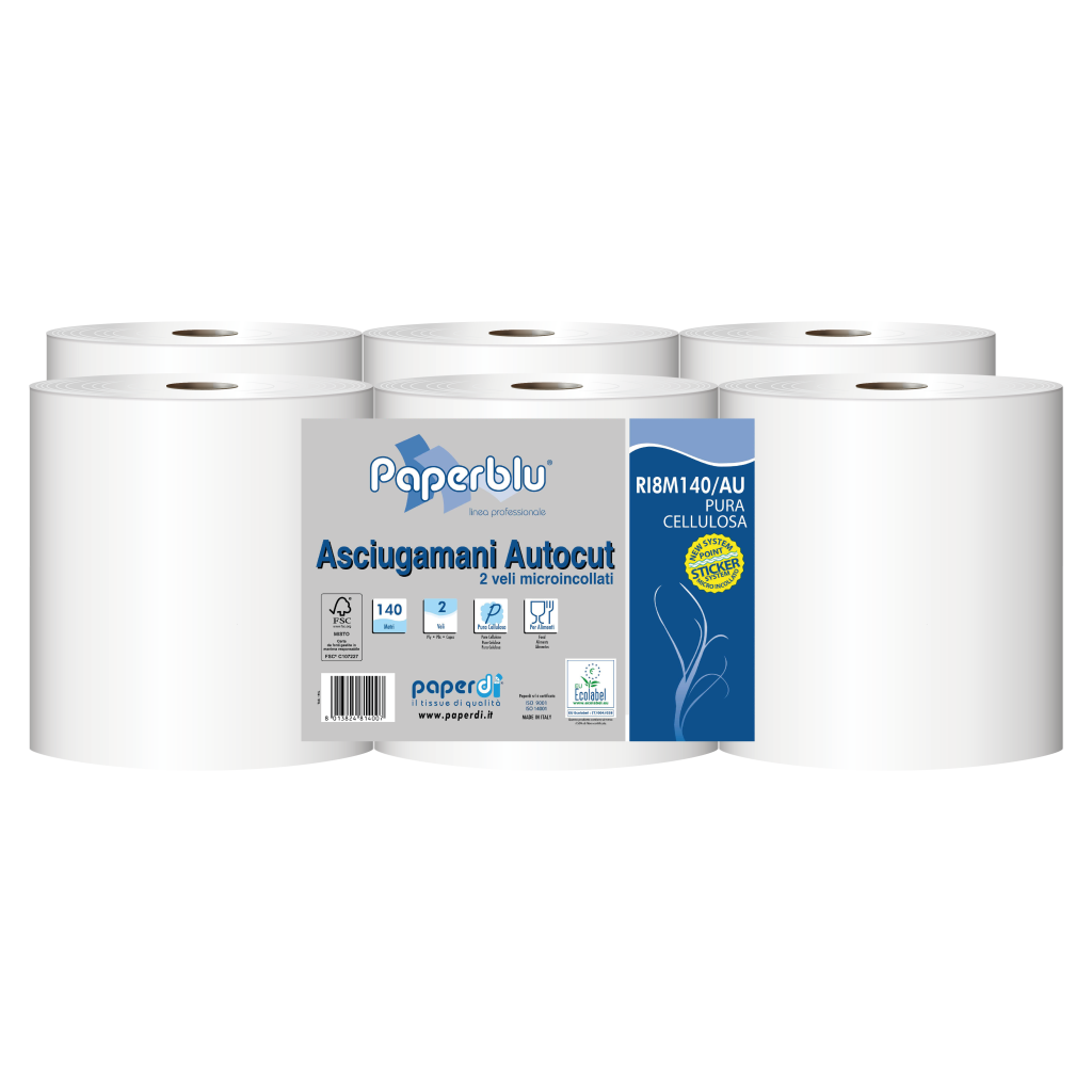 Rotolo asciugamano 140 super autocut pura cellulosa 2v
