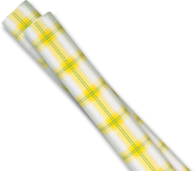 Tovaglia idro politenata decorata scozzese giallo 1 x 1 mt cartene sopra
