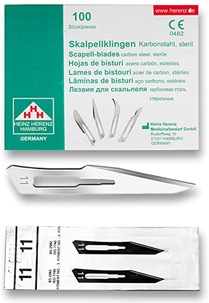 Heinz Herenz lame bisturi monouso sterili Carbon Steel N.11