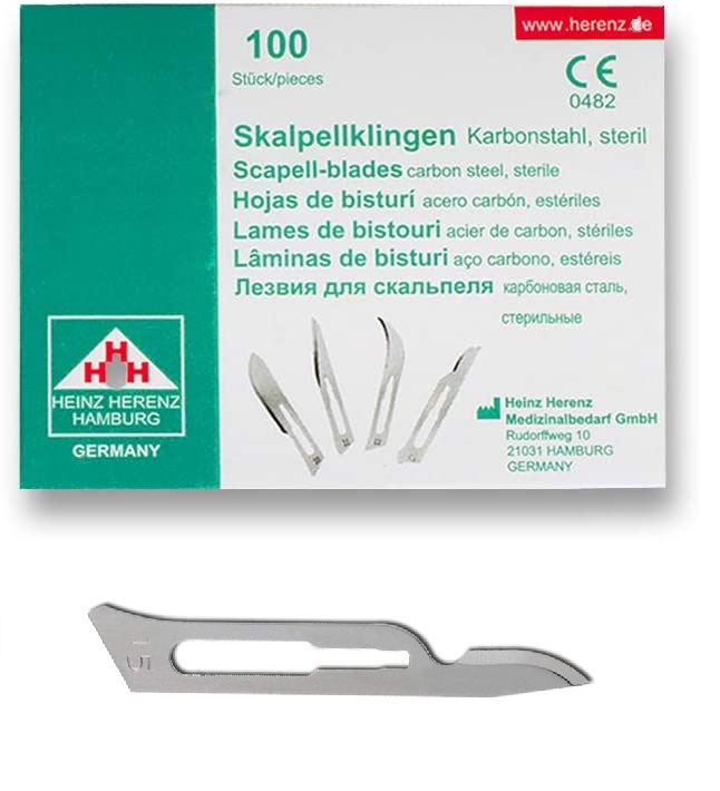 Heinz Herenz lame bisturi monouso sterili Carbon Steel N.15-C