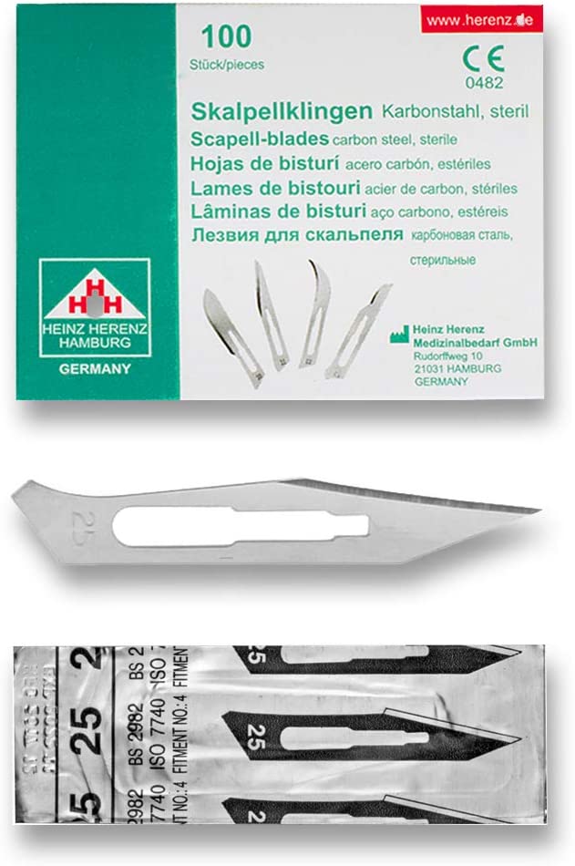 Heinz Herenz lame bisturi monouso sterili Carbon Steel N.25
