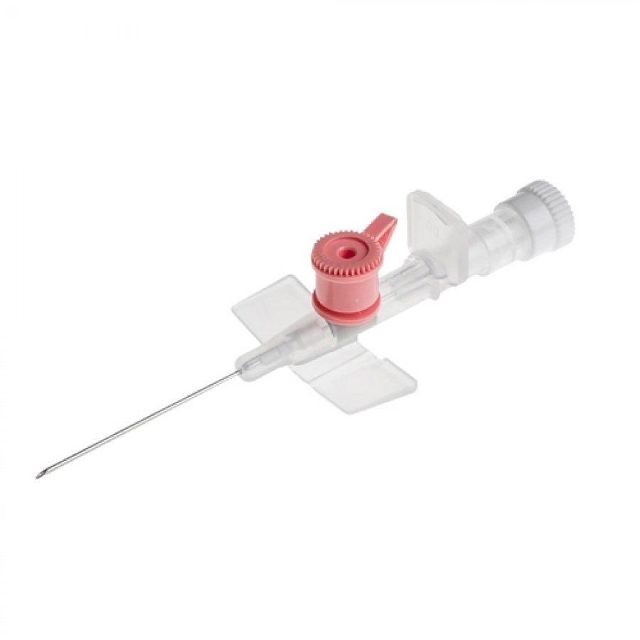 Ago a cannula 2 vie con alette g20 rosa x 32mm c/disp.di sicurezza