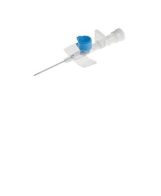 Ago a cannula 2 vie con valvola d'iniezione g22 25 mm azzurro