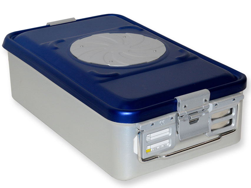 CONTAINER CON VALVOLA medio h135 mm  blu forato