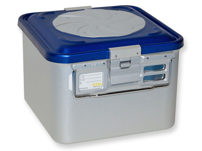 CONTAINER CON VALVOLA piccolo h200 mm  blu forato