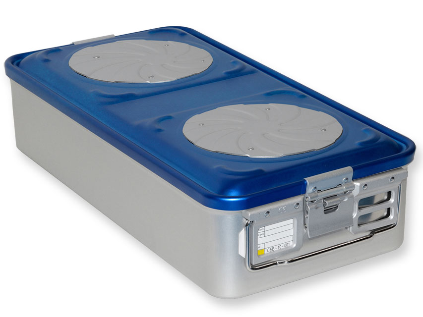 CONTAINER CON VALVOLA grande h135 mm  blu forato