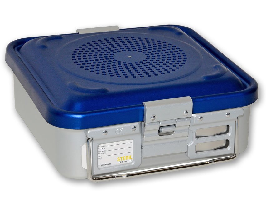 CONTAINER CON FILTRO piccolo h100 mm  blu forato