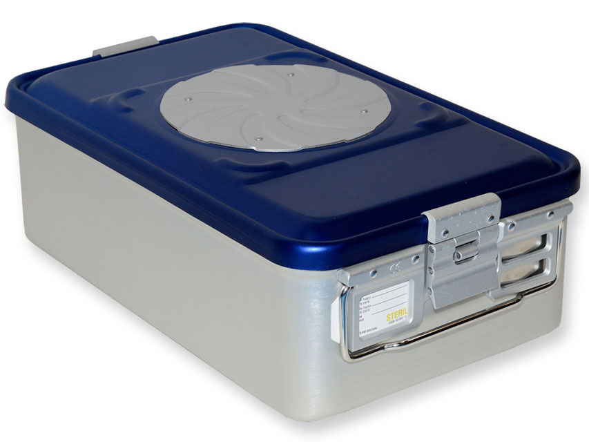 CONTAINER CON VALVOLA medio h150 mm  blu forato