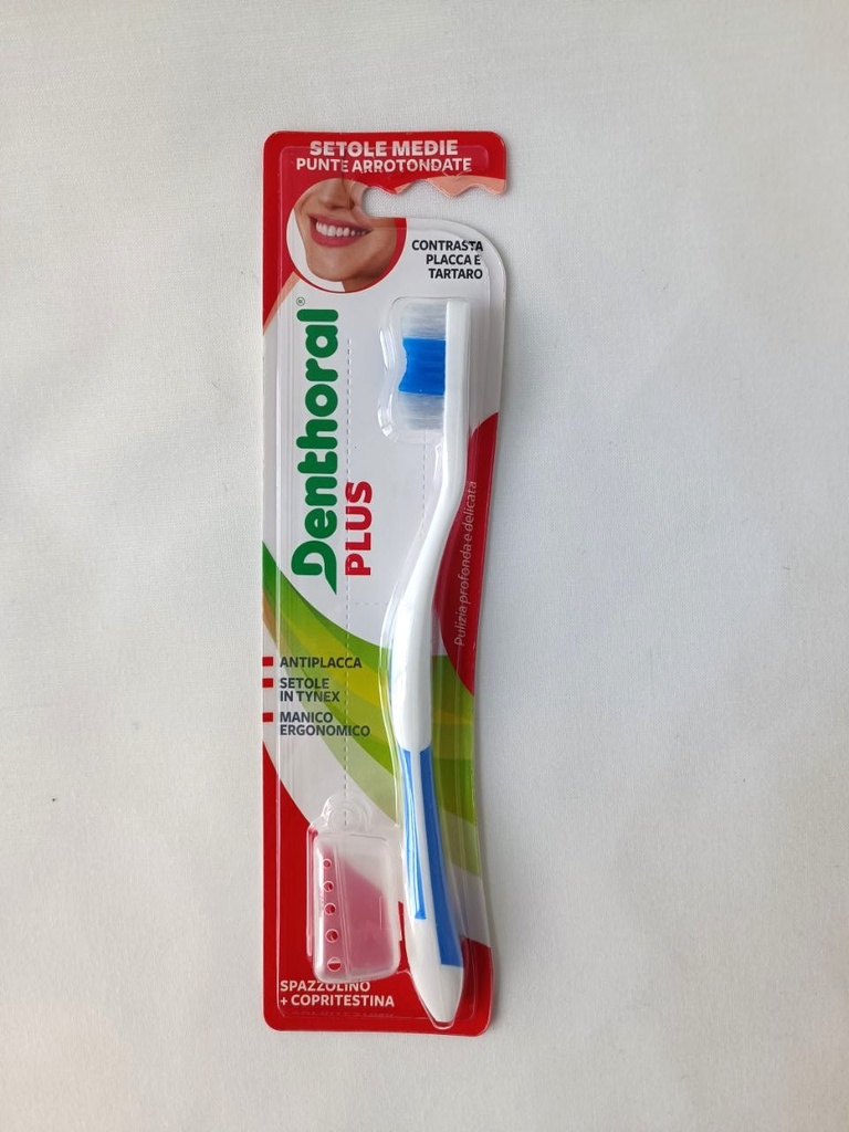 Spazzolino dentale plus con copritestina setole medie