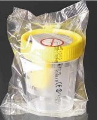 Contenitore urina 30ml 27x80mm sterile in polipr. trasparente c/tappo a vite
