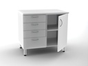 UNITÀ BASE DOPPIA 4 cassetti + 1 porta con 2 scaffali - bianca