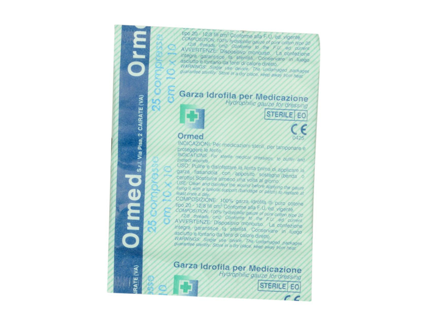 COMPRESSE GARZA COTONE 10X10 cm - buste da 25