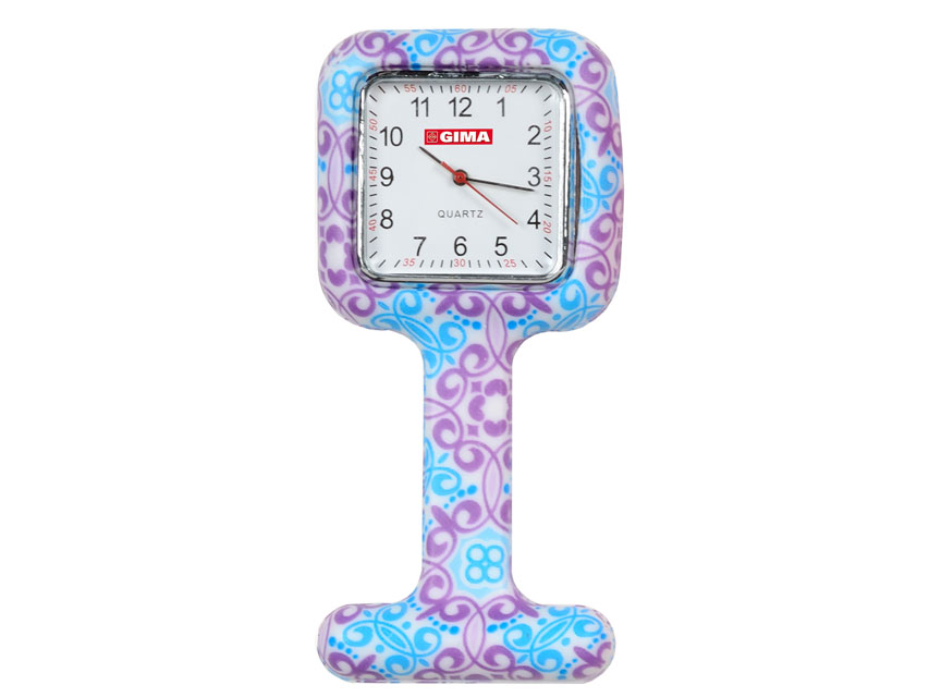 OROLOGIO PER INFERMIERI - quadrato - fantasia viola/azzurro