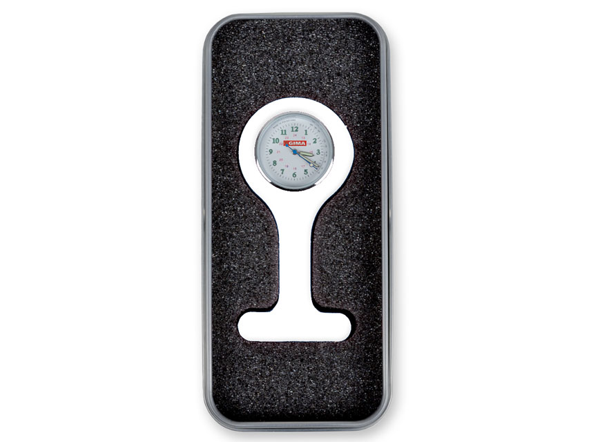 OROLOGIO PER INFERMIERI con scatola alluminio - rotondo - bianco