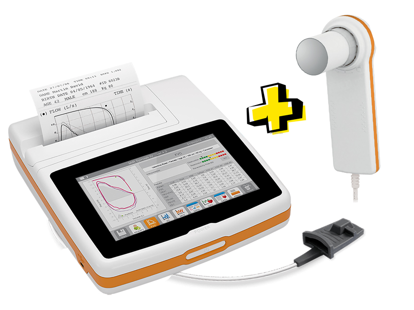 SPIROMETRO SPIROLAB PLUS con Minispir, touchscreen 7", SpO2, stampante e software
