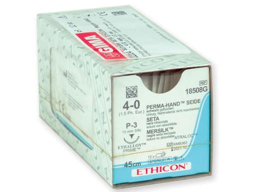 [22314] SUTURA SETA ETHICON PERMA-HAND - 4/0 ago 13 mm