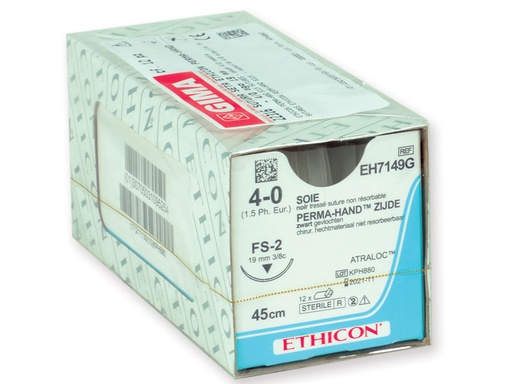 [22316] SUTURA SETA ETHICON PERMA-HAND - 4/0 ago 19 mm