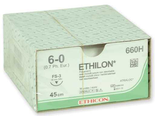 [22300] SUTURA MONOFILAMENTO ETHICON ETHILON - 6/0 ago 16 mm