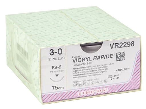 [22375] SUTURA ASSORBIBILE ETHICON VICRYL RAPID - 3/0 ago 19 mm