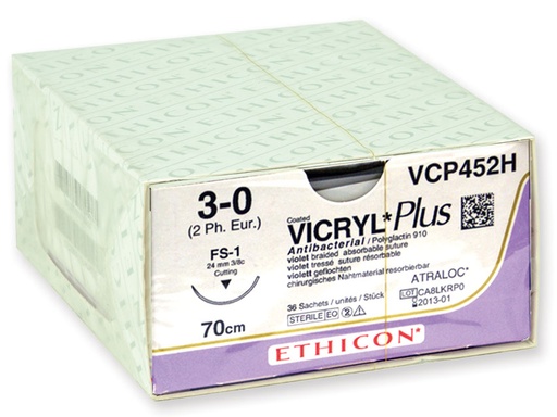 [22362] SUTURA ASSORBIBILE ETHICON VICRYL PLUS - 3/0 ago 24 mm