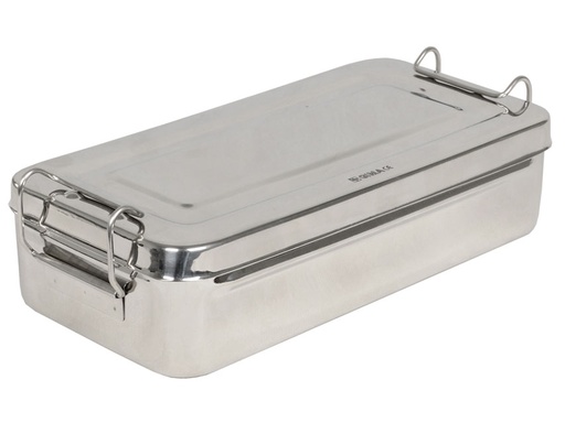 [26670] SCATOLA INOX 25x12,5x4,6cm - con manici
