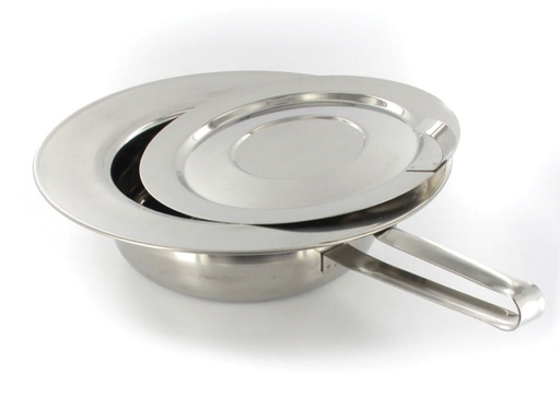 [26573] PADELLA IN ACCIAIO INOX CON COPERCHIO - 320 x 85 mm - con manico