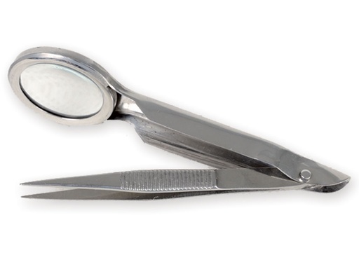 [24391] PINZETTA CON LENTE INGRANDIMENTO 2X - 8 cm