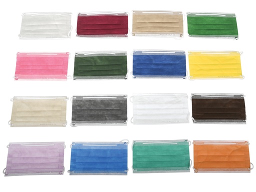 [20610] PREMIUM MASCHERINA CHIRURGICA FILTRANTE 98% 3 VELI tipo II con elastici - adulti - altri colori