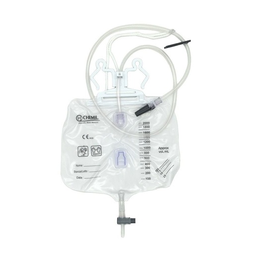 [DMM07029] Sacca letto con valv. antir. e rub. di sc. sterile 2000 ml tubo 130 cm SM4
