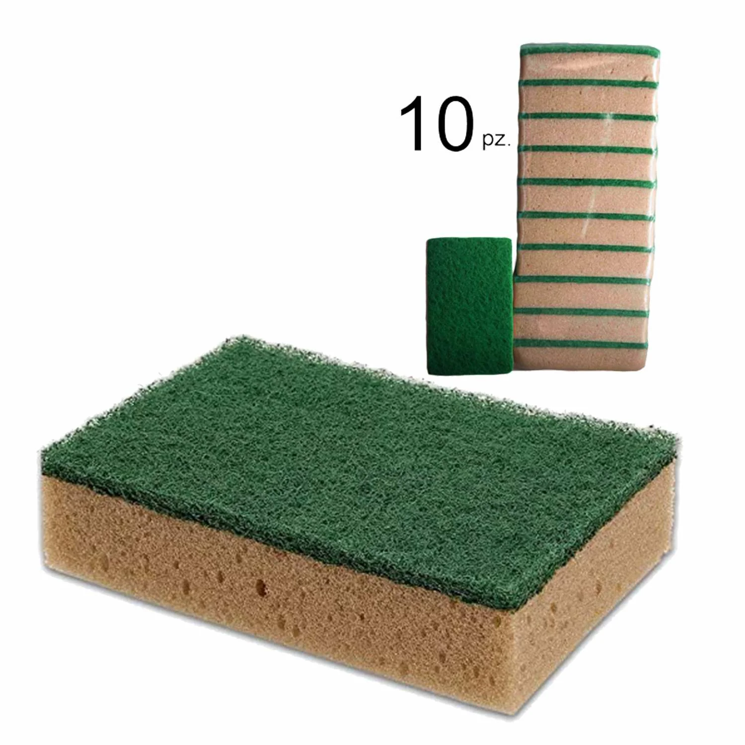 [DET02079] Spugna abrasiva accoppiata tabacco/verde