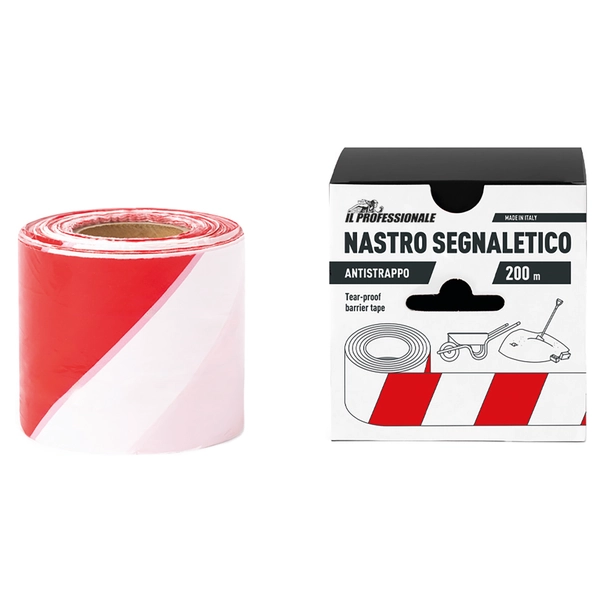 [DET05173] Nastro segnaletico bianco/rosso H.7cm - 200mt