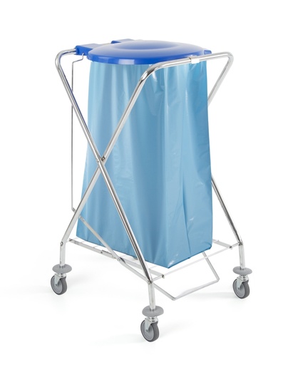 [DET06047] Carrello Dust 120 lt tondo cromato con coperchio e pedale