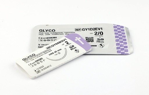 [DMM05035] Sutura Glyco DS24 USP 2-0 EP 3 cm.70 - ago 3/8 triang.plurifilamento assorbibile
