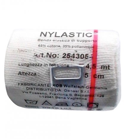 [DMM01085] Benda elastica nylastic bianca con graffette ferma benda cm 7 x 4,5 mt